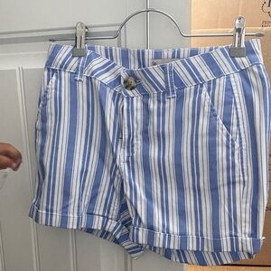 Sonoma Women's Blue and White Striped Bermudas
